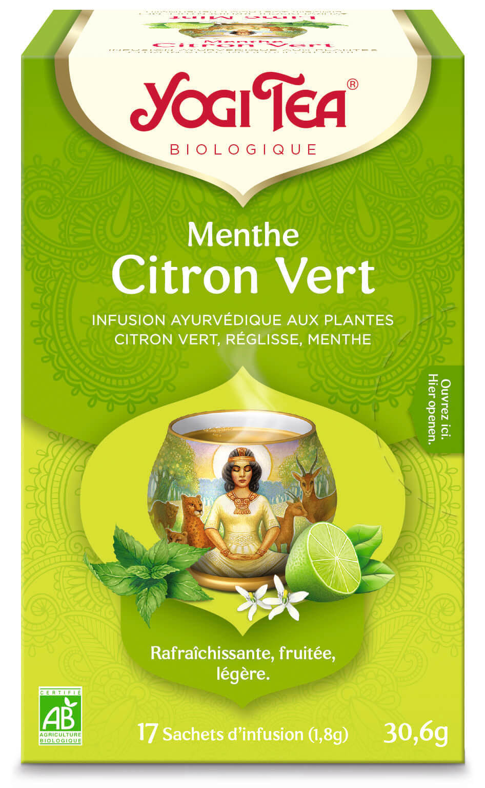 Yogi thé Menthe citron vert bio 17 sachets